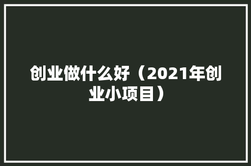 创业做什么好（2021年创业小项目） AI场景