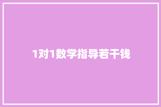 1对1数学指导若干钱 智能科技