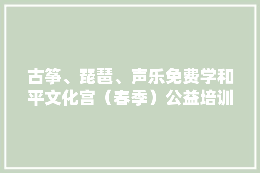 古筝、琵琶、声乐免费学和平文化宫（春季）公益培训班热辣来袭！ 人工智能