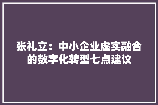 张礼立：中小企业虚实融合的数字化转型七点建议 AI场景