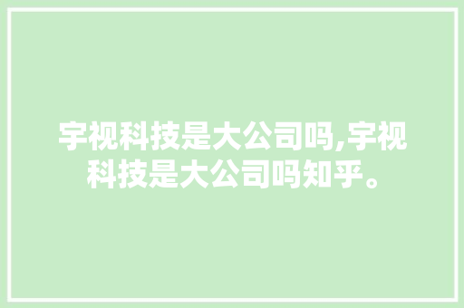 宇视科技是大公司吗,宇视科技是大公司吗知乎。 智能科技