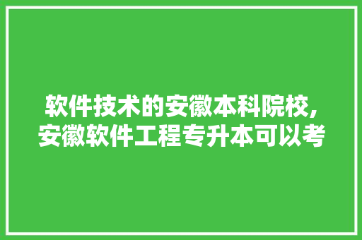 软件技术的安徽本科院校,安徽软件工程专升本可以考取的大学。 软件技术