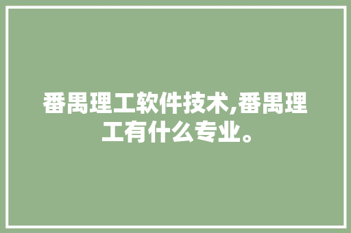 番禺理工软件技术,番禺理工有什么专业。 软件技术