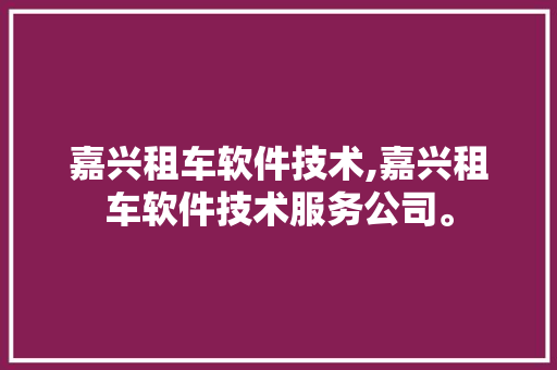 嘉兴租车软件技术,嘉兴租车软件技术服务公司。 软件技术