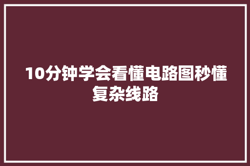 10分钟学会看懂电路图秒懂复杂线路 软件技术