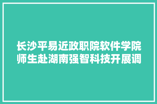 长沙平易近政职院软件学院师生赴湖南强智科技开展调研交流 AI场景