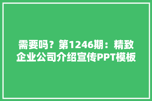 需要吗？第1246期：精致企业公司介绍宣传PPT模板 智能科技