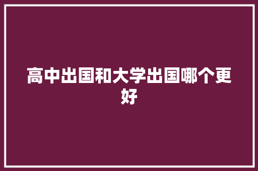 高中出国和大学出国哪个更好 人工智能