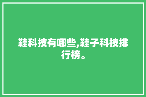 鞋科技有哪些,鞋子科技排行榜。 智能科技