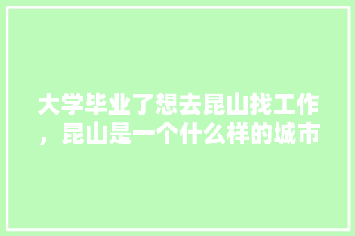 大学毕业了想去昆山找工作，昆山是一个什么样的城市 人工智能