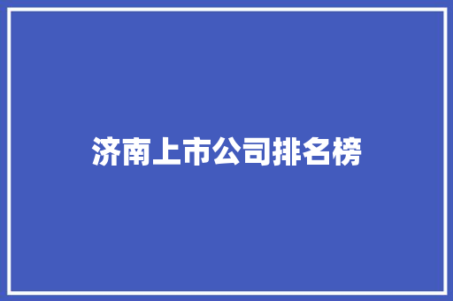 济南上市公司排名榜 人工智能