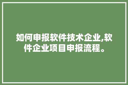 如何申报软件技术企业,软件企业项目申报流程。 软件技术