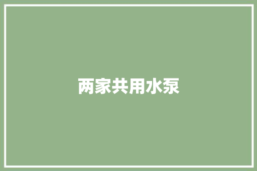 两家共用水泵 人工智能