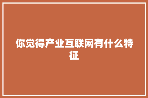 你觉得产业互联网有什么特征 人工智能