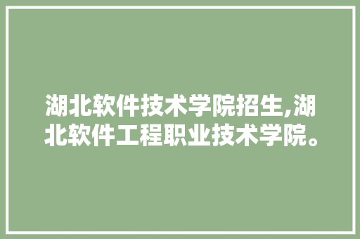 湖北软件技术学院招生,湖北软件工程职业技术学院。 软件技术