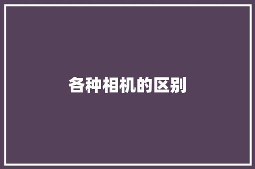 各种相机的区别 人工智能