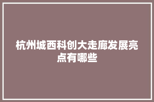 杭州城西科创大走廊发展亮点有哪些 人工智能