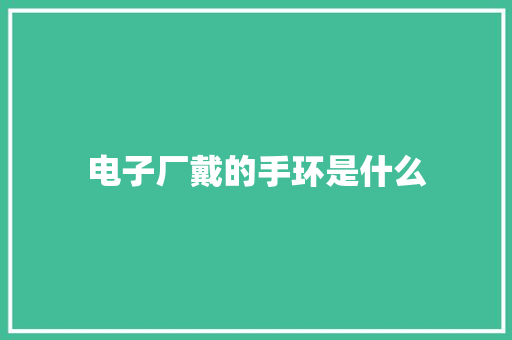 电子厂戴的手环是什么 人工智能
