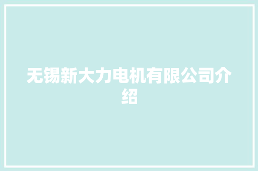 无锡新大力电机有限公司介绍 人工智能