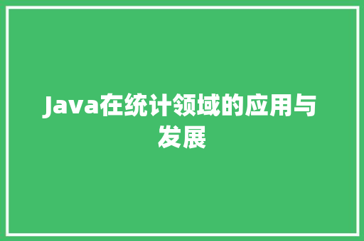 Java在统计领域的应用与发展 智能科技