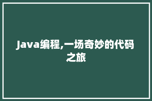 Java编程,一场奇妙的代码之旅 AI场景