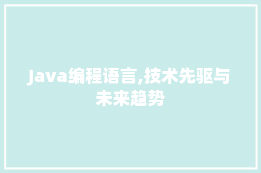 Java编程语言,技术先驱与未来趋势 软件技术
