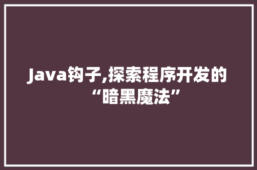 Java钩子,探索程序开发的“暗黑魔法” 软件技术