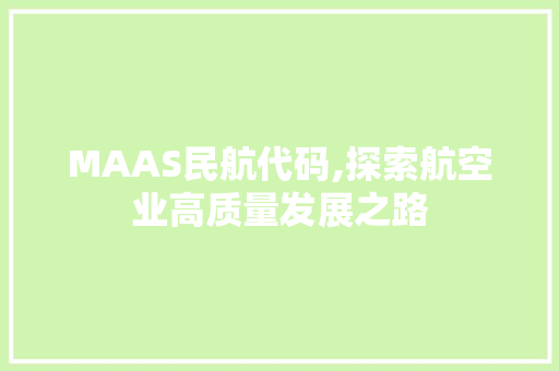 MAAS民航代码,探索航空业高质量发展之路 智能科技