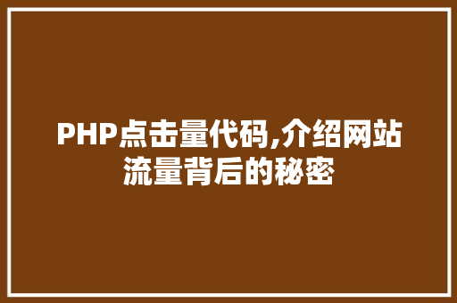 PHP点击量代码,介绍网站流量背后的秘密 人工智能