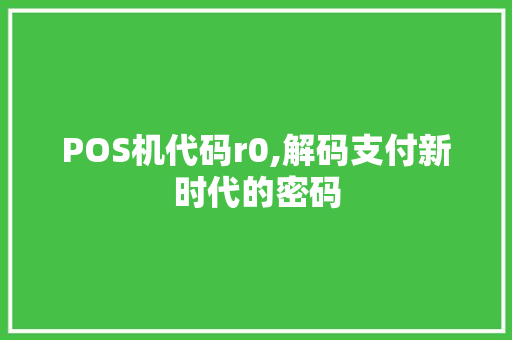POS机代码r0,解码支付新时代的密码 软件技术
