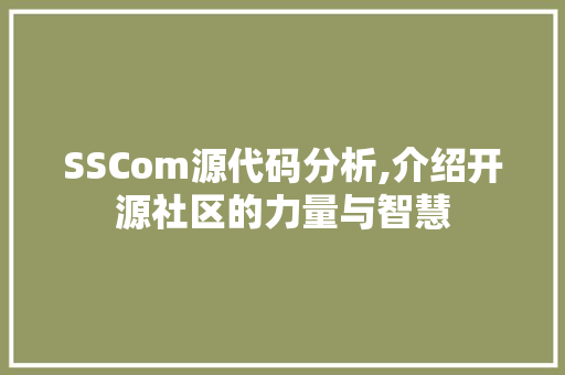 SSCom源代码分析,介绍开源社区的力量与智慧 软件技术