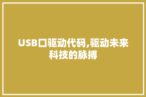 USB口驱动代码,驱动未来科技的脉搏 AI场景