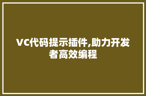 VC代码提示插件,助力开发者高效编程 智能科技