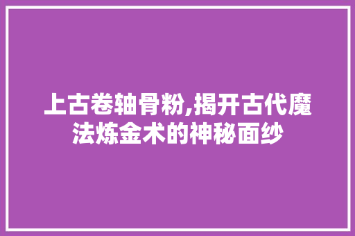上古卷轴骨粉,揭开古代魔法炼金术的神秘面纱 人工智能