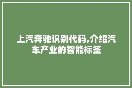 上汽奔驰识别代码,介绍汽车产业的智能标签 智能科技