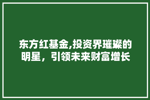 东方红基金,投资界璀璨的明星，引领未来财富增长 智能科技