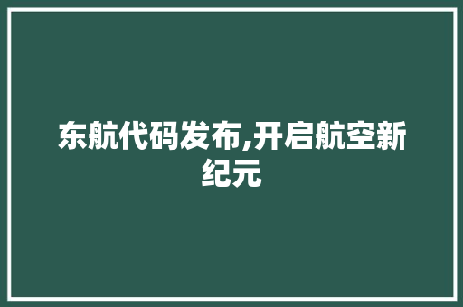 东航代码发布,开启航空新纪元 智能科技