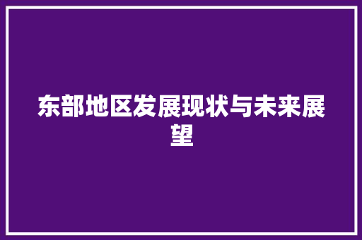 东部地区发展现状与未来展望 人工智能