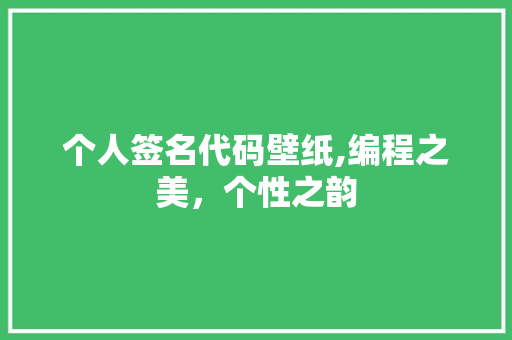 个人签名代码壁纸,编程之美，个性之韵 人工智能
