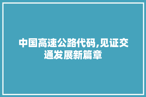 中国高速公路代码,见证交通发展新篇章 AI场景
