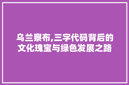 乌兰察布,三字代码背后的文化瑰宝与绿色发展之路 AI场景