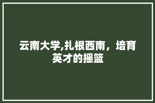 云南大学,扎根西南，培育英才的摇篮 智能科技