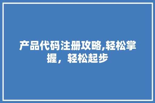 产品代码注册攻略,轻松掌握，轻松起步 AI场景