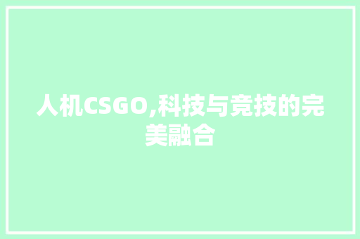 人机CSGO,科技与竞技的完美融合 人工智能