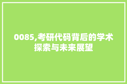 0085,考研代码背后的学术探索与未来展望 人工智能