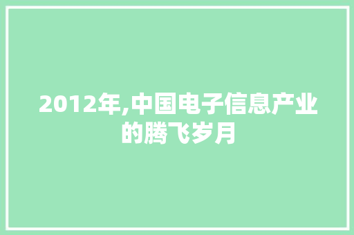 2012年,中国电子信息产业的腾飞岁月 AI场景