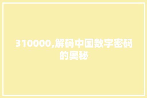 310000,解码中国数字密码的奥秘 AI场景