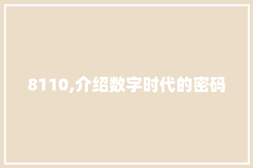 8110,介绍数字时代的密码 AI场景