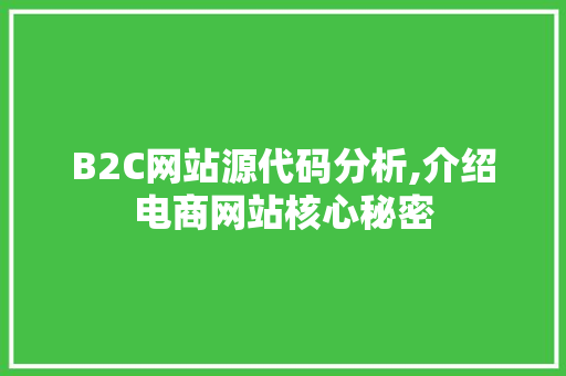B2C网站源代码分析,介绍电商网站核心秘密 智能科技