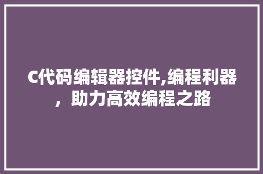 C代码编辑器控件,编程利器，助力高效编程之路 软件技术